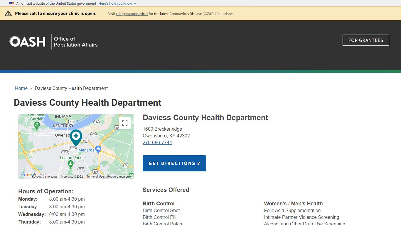 Daviess County Health Department | HHS Office of Population Affairs